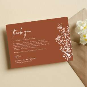 Boho Terracotta Burnt Orange Rustic Wedding Thank You Card