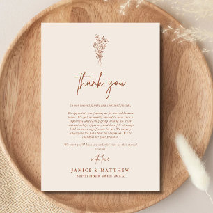 Boho Terracotta Burnt Orange Rustic Wedding Thank You Card
