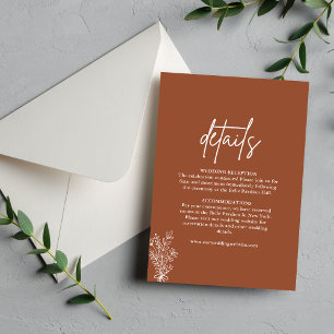 Boho Terracotta Burnt Orange Wedding Details Enclosure Card