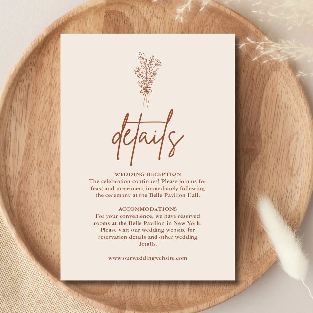 Boho Terracotta Burnt Orange Wedding Details Enclosure Card (Creator Uploaded)