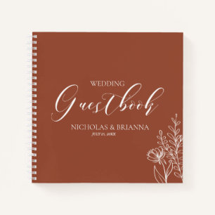 Boho Terracotta Burnt Orange Wedding Guestbook Notebook