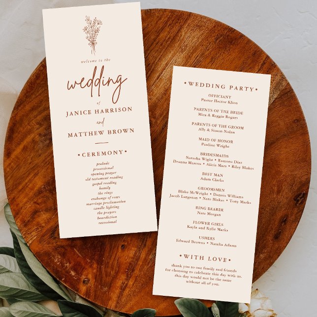 Boho Terracotta Burnt Orange Wedding Program (Creator Uploaded)
