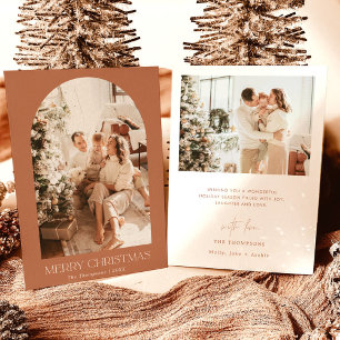 Boho Terracotta Christmas Card Modern Photo