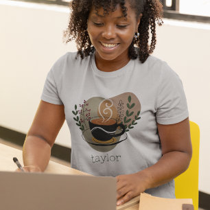 Boho Terracotta Coffee Themed Personalised T-Shirt