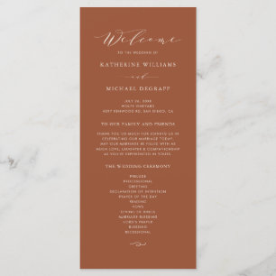 Boho Terracotta Dainty Script Wedding Ceremony Programme