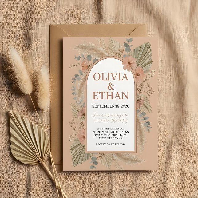 Boho Terracotta Desert Arch Wedding Invitation (Creator Uploaded)
