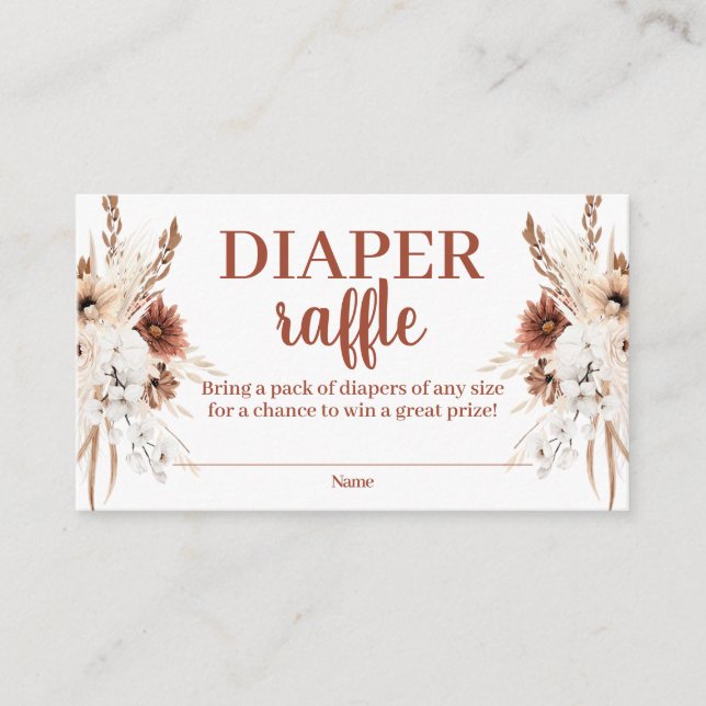 Boho Terracotta Diaper Raffle Enclosure Card (Front)