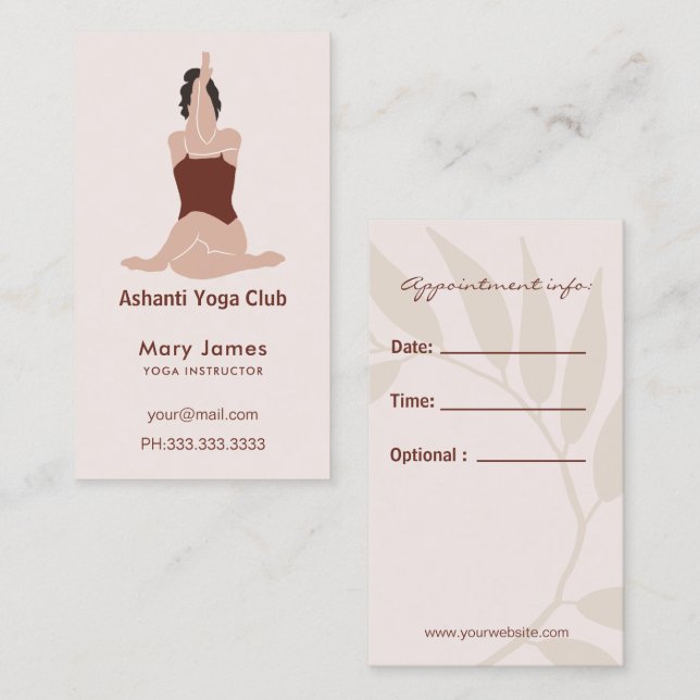 Boho Terracotta Earthy Yoga Instructor Appointment Card (Front/Back)
