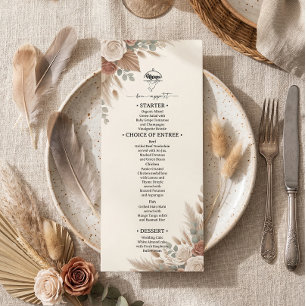 Boho Terracotta Elegant Roses Wedding Menu