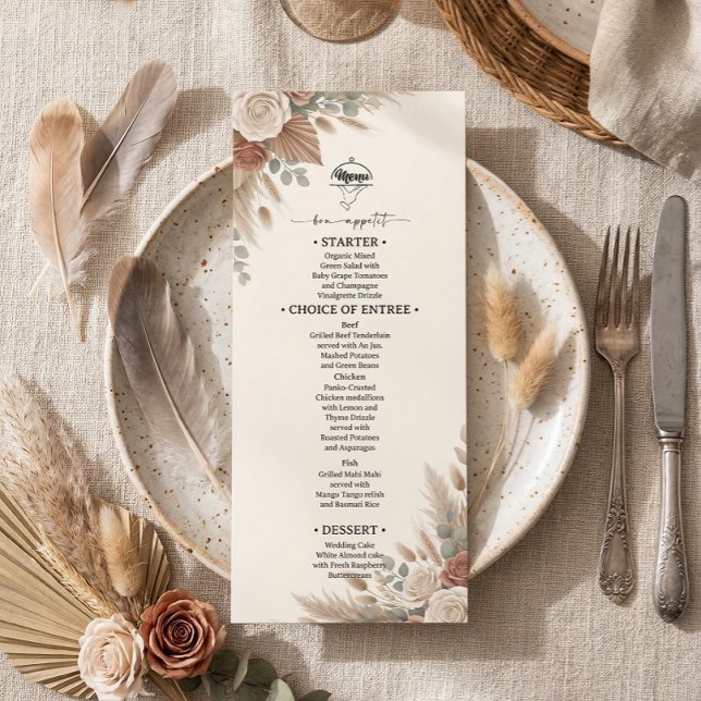 Boho Terracotta Elegant Roses Wedding Menu (Creator Uploaded)
