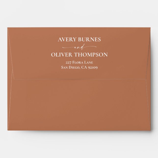 Boho Terracotta Envelopes, Modern Addressed Envelope (Back (Top Flap))