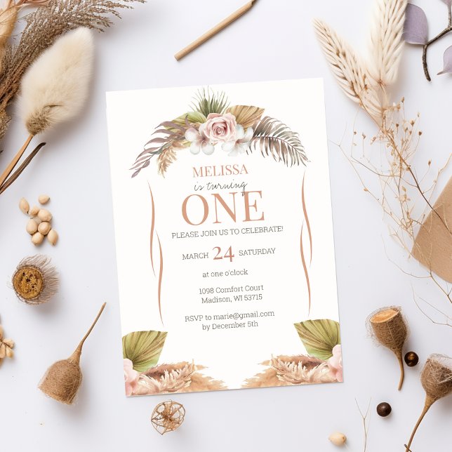 Boho Terracotta Floral 1st Birthday Invitation  (Creator Uploaded)