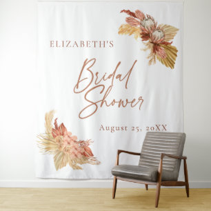 Boho Terracotta floral Bridal Shower Backdrop  Tapestry