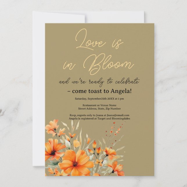 Boho Terracotta Floral Bridal Shower Invitation (Front)
