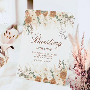 Boho Terracotta Floral “Bursting with Love” Pedestal Sign