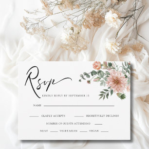 Boho Terracotta Floral Fall Wedding RSVP Card