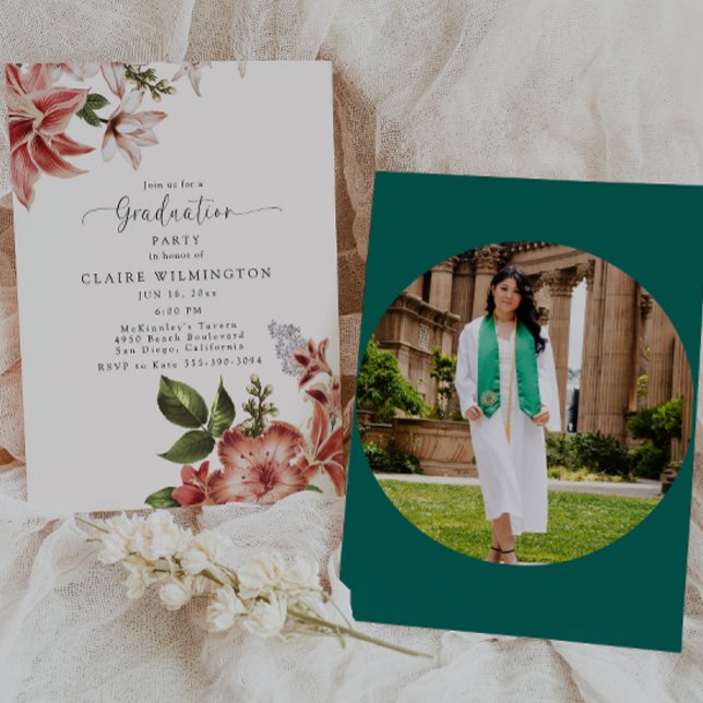 Boho Terracotta Floral Graduation Invitation (Creator Uploaded)