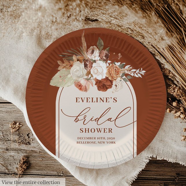 Boho Terracotta Floral Paper Plates Bridal Shower (Boho Terracotta Floral Paper Plates for Bridal Shower)