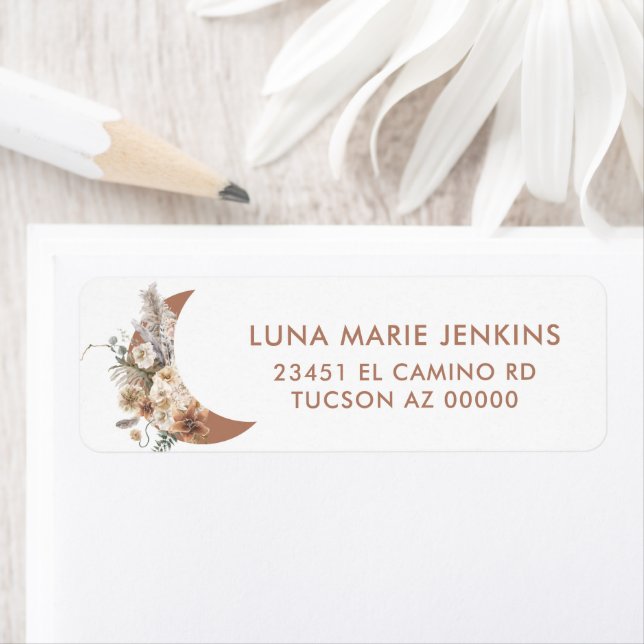 Boho Terracotta Floral Return Address Labels (Insitu)