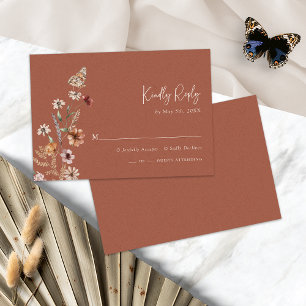 Boho Terracotta Floral RSVP Card