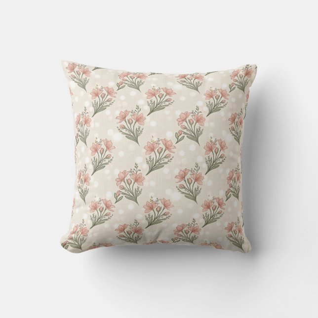 Boho Terracotta Floral Throw Pillow (Front)