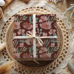 Boho Terracotta Floral Watercolor Pattern Wrapping Wrapping Paper Sheet<br><div class="desc">This is a gorgeous original watercolor design created in our studio. The delicate terracotta flowers contrast beautifully with the green foliage elements. Great for weddings,  anniversaries,  birthdays and more.</div>