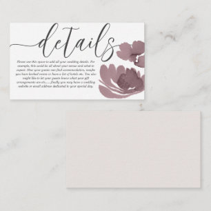 Boho Terracotta Floral Watercolor Wedding Details  Enclosure Card