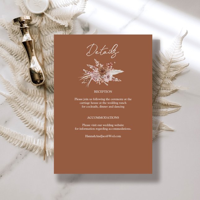 Boho Terracotta Floral Wedding Details Enclosure Card (Creator Uploaded)