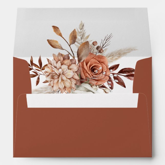 Boho Terracotta Floral Wedding  Envelope (Back (Bottom))