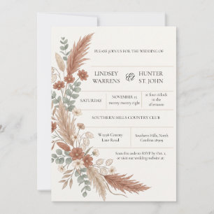 Boho Terracotta Floral Wedding Invitation
