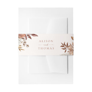 Boho Terracotta Floral Wedding Invitation Belly Band