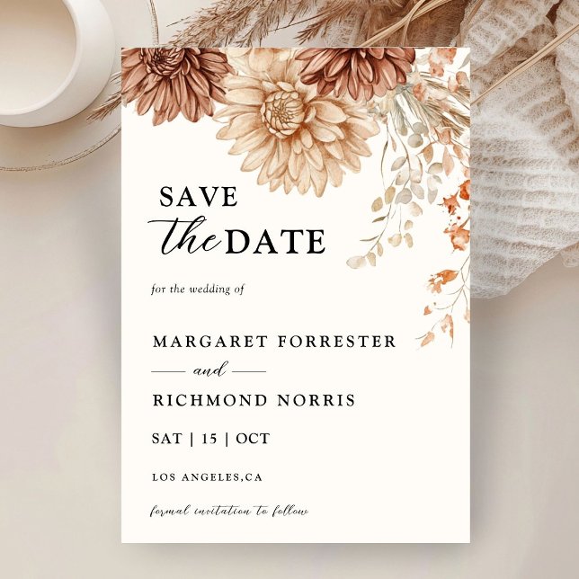 Boho Terracotta Floral Wedding lSave the Date Invitation (Creator Uploaded)