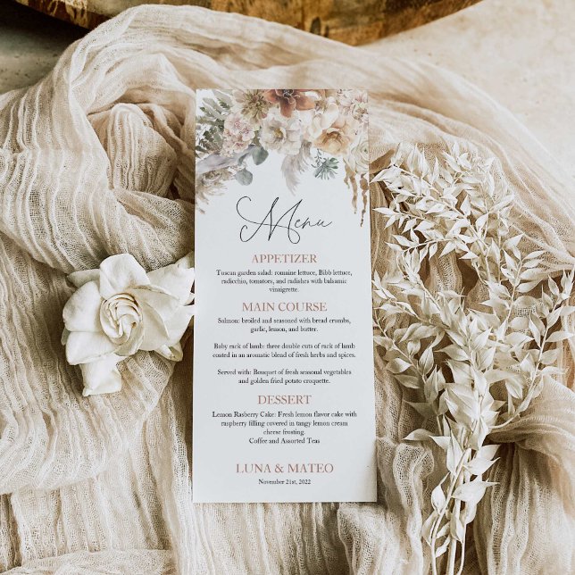 Boho Terracotta Floral Wedding Menu (Creator Uploaded)