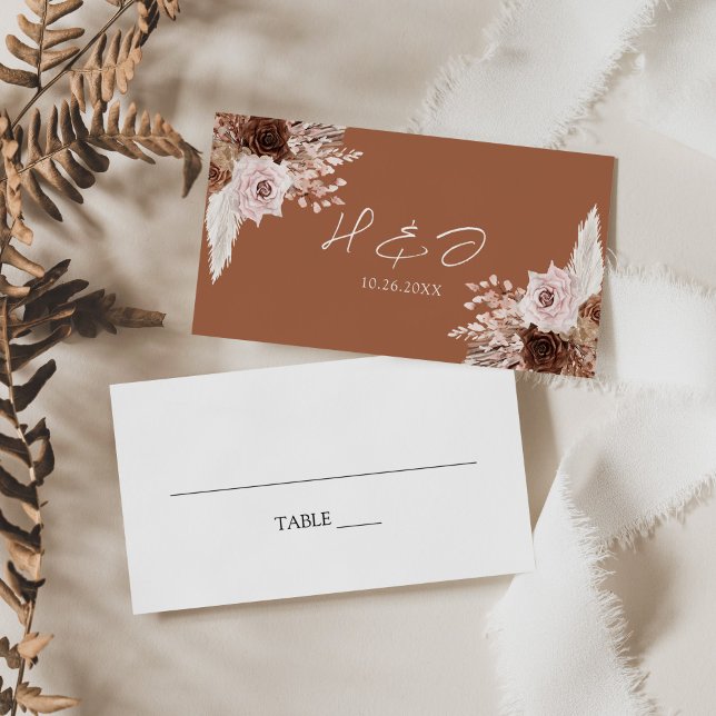 Boho Terracotta Floral Wedding  Place Card (Creator Uploaded)