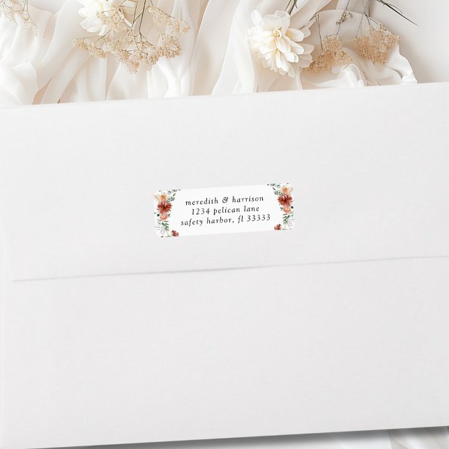 Boho Terracotta Floral Wedding Return Address (Boho Terracotta Floral Wedding Return Address Label)