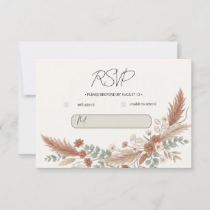 Boho Terracotta Floral Wedding RSVP Card