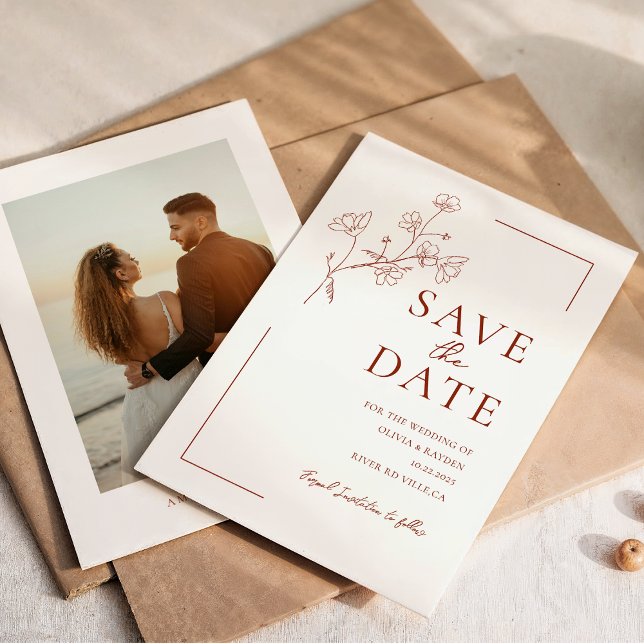 Boho Terracotta Floral Wedding Save the Date (Creator Uploaded)