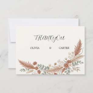 Boho Terracotta Floral Wedding Thank You Card