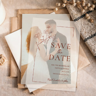 Boho Terracotta Floral Wedding Vellum Invitations