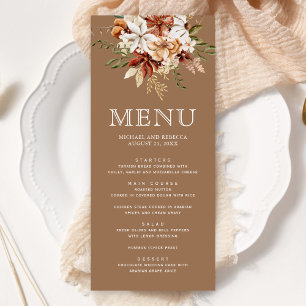 Boho Terracotta Floral Wildflower Beige Wedding Menu