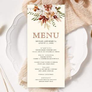 Boho Terracotta Floral Wildflower Cream Wedding Menu