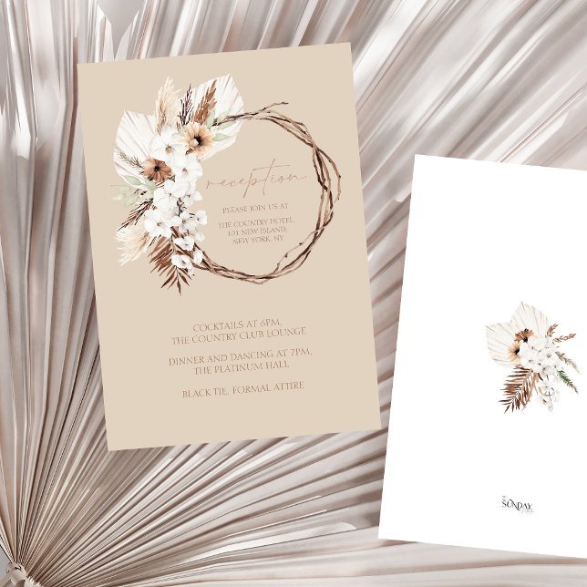 Boho Terracotta Floral Wreath Wedding Reception Enclosure Card (Boho Terracotta Floral Wreath Wedding Reception Enclosure Card)