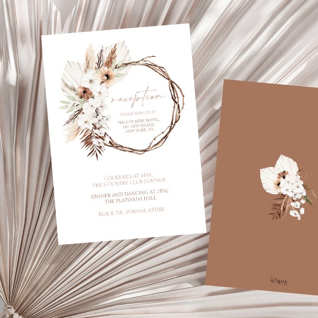 Boho Terracotta Floral Wreath Wedding Reception Enclosure Card (Boho Terracotta Floral Wreath Wedding Reception Enclosure Card)