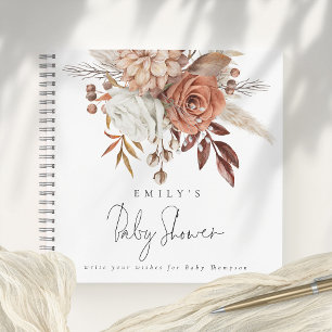 Boho Terracotta Florals Baby Shower Guest Book