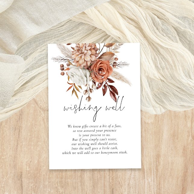 Boho Terracotta Florals Wedding Wishing Well  Enclosure Card (Creator Uploaded)