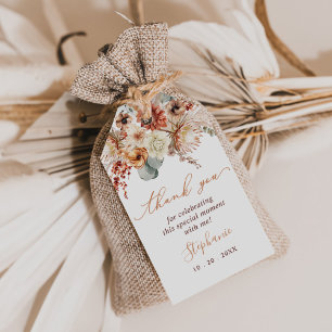 Boho Terracotta Flowers Fall Bridal Shower Gift Tags
