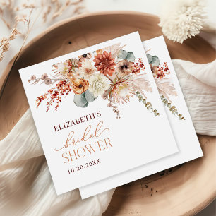 Boho Terracotta Flowers Fall Bridal Shower Napkin