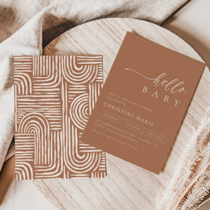 Boho Terracotta Gender Neutral Baby Shower Invitation