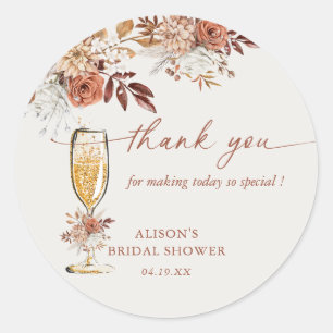 Boho Terracotta Gold Champagne Bridal Shower Classic Round Sticker
