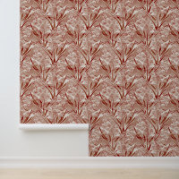 Boho Terracotta Grey Leaf Print Pattern